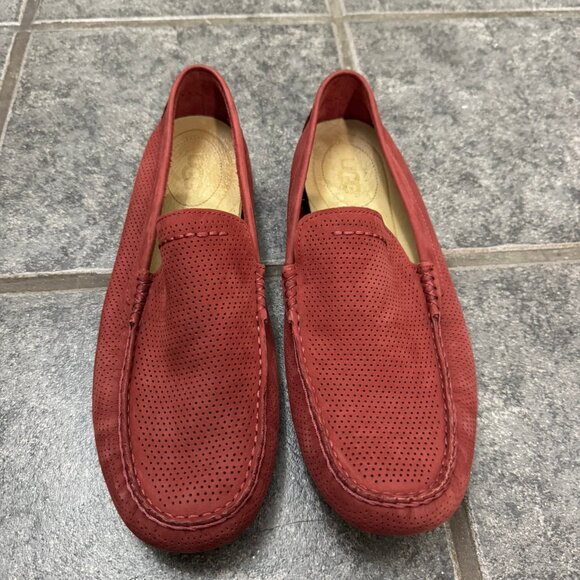 Mens - Uggs Red Suede Loafers - Size 12 - Picture 1 of 4